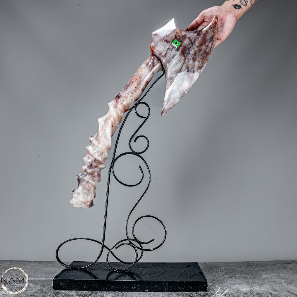 天然血石石英斧由一块雕刻而成 工艺杰作，巴西- 4695.39 g #1.0