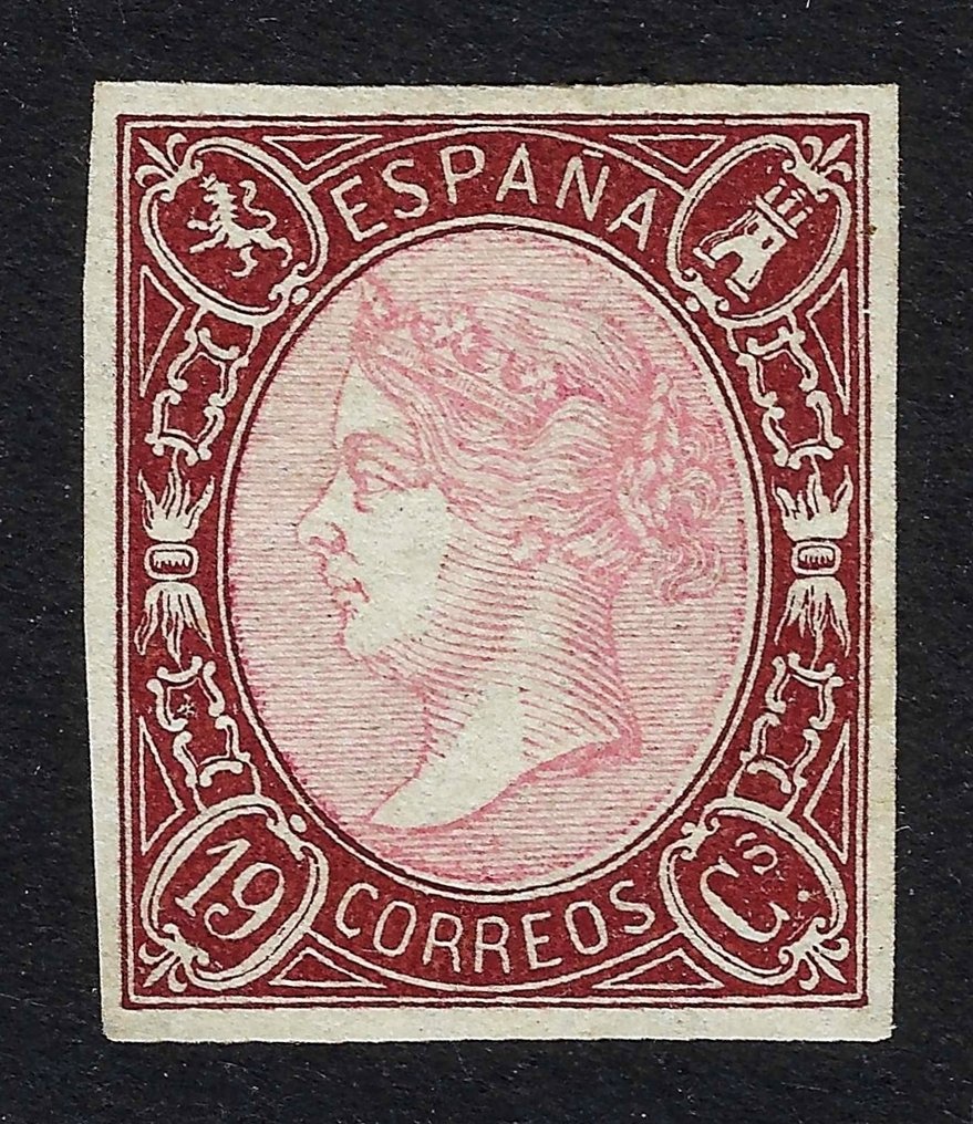 Ισπανία 1865 - Ισαμπέλ ΙΙ 19 τεμάχια καστανό και ροζ - Πιστοποιητικό CEM - Edifil 71 #1.0