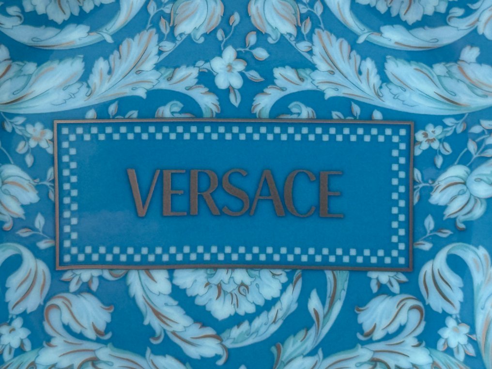Rosenthal - Versace - 盘子 - Barocco Teal blau Schälchen Quadratisch 12 cm - 瓷 - 全新，原包装 #2.1