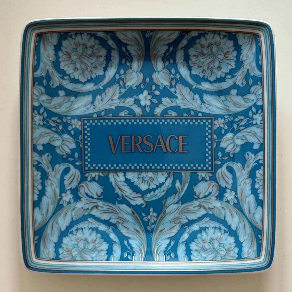Rosenthal - Versace - 盘子 - Barocco Teal blau Schälchen Quadratisch 12 cm - 瓷 - 全新，原包装 #1.0