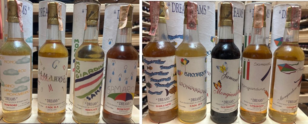 Dailuaine, Linkwood, Bowmore, Glenrothes, Caol Ila, Longrow, Mortlach Dreams Collection for Samaroli & Mongiardino - Moon Import  - b. 1999  - 700ml - 9 flessen #1.0