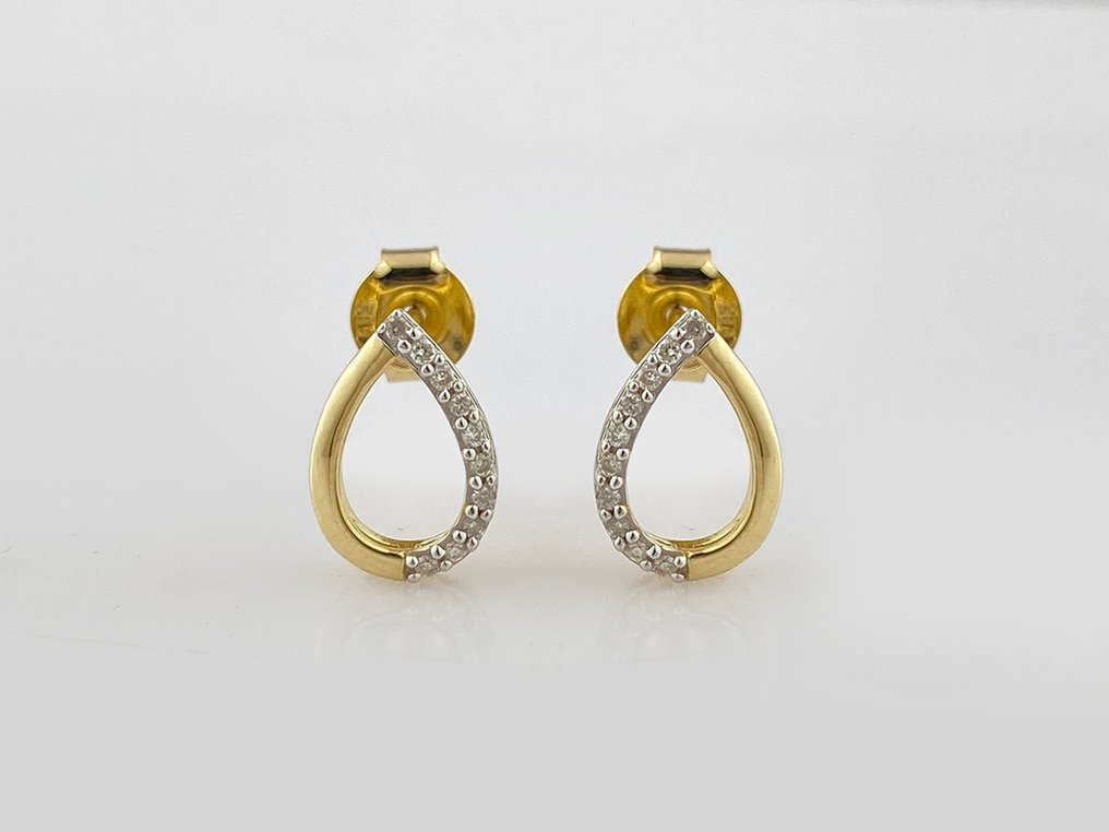 Sans prix de réserve - Boucles d'oreilles - 14 carats Or jaune - 0.08ct. tw. Diamant (Naturelle) #2.1