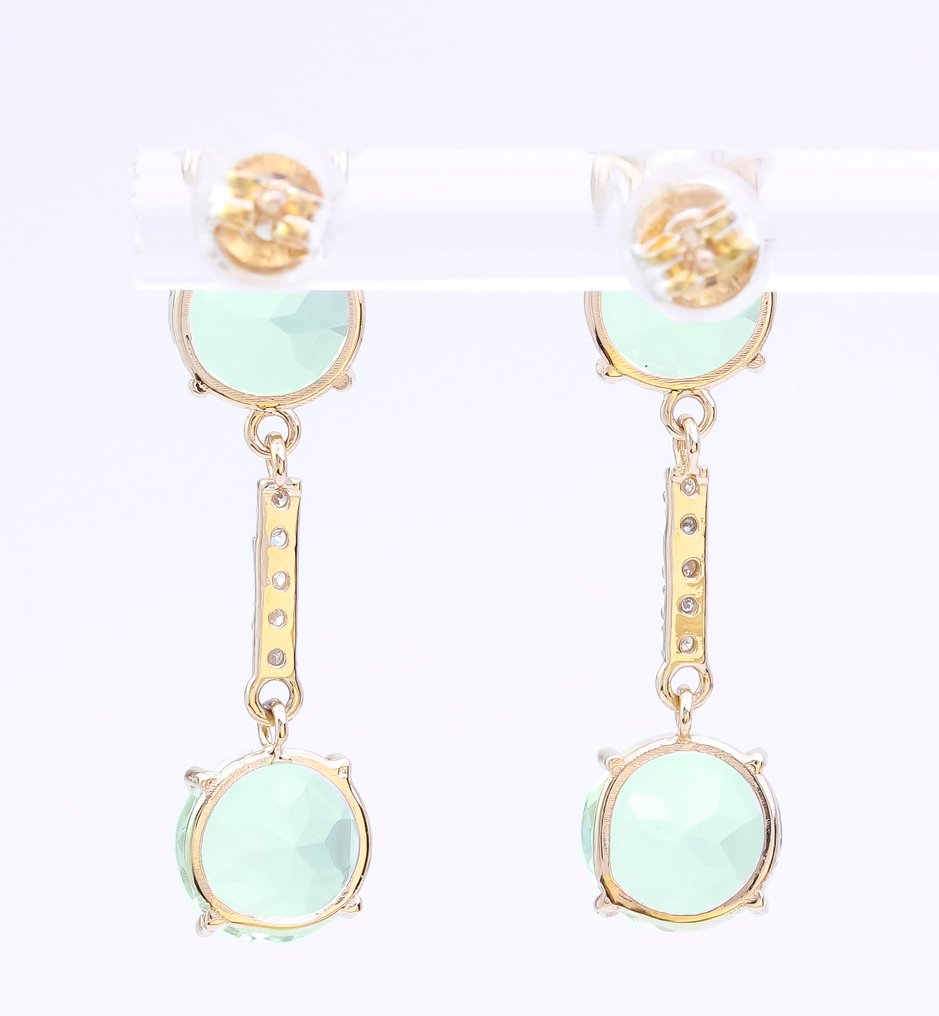 Sans prix de réserve - Boucles d'oreilles - 14 carats Or jaune Quartz - Diamant #1.0