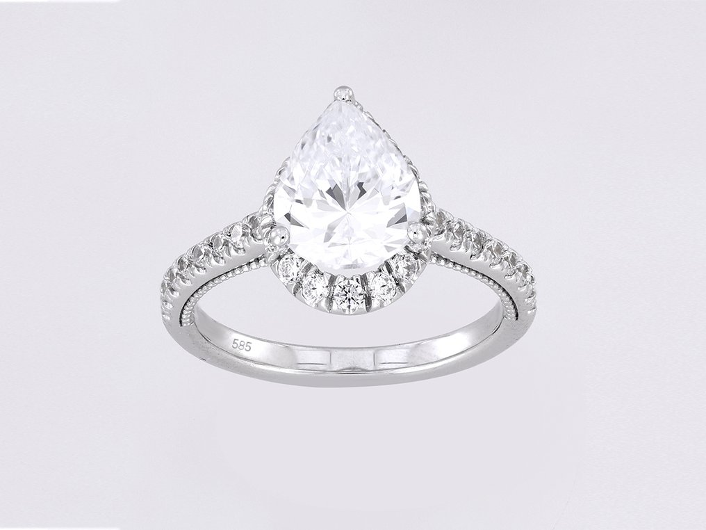Δαχτυλίδι - 14 καράτια Λευκός χρυσός -  2.54ct. tw. Διαμάντι (Εργαστηριακής καλλιέργειας) - Διαμάντι #1.0