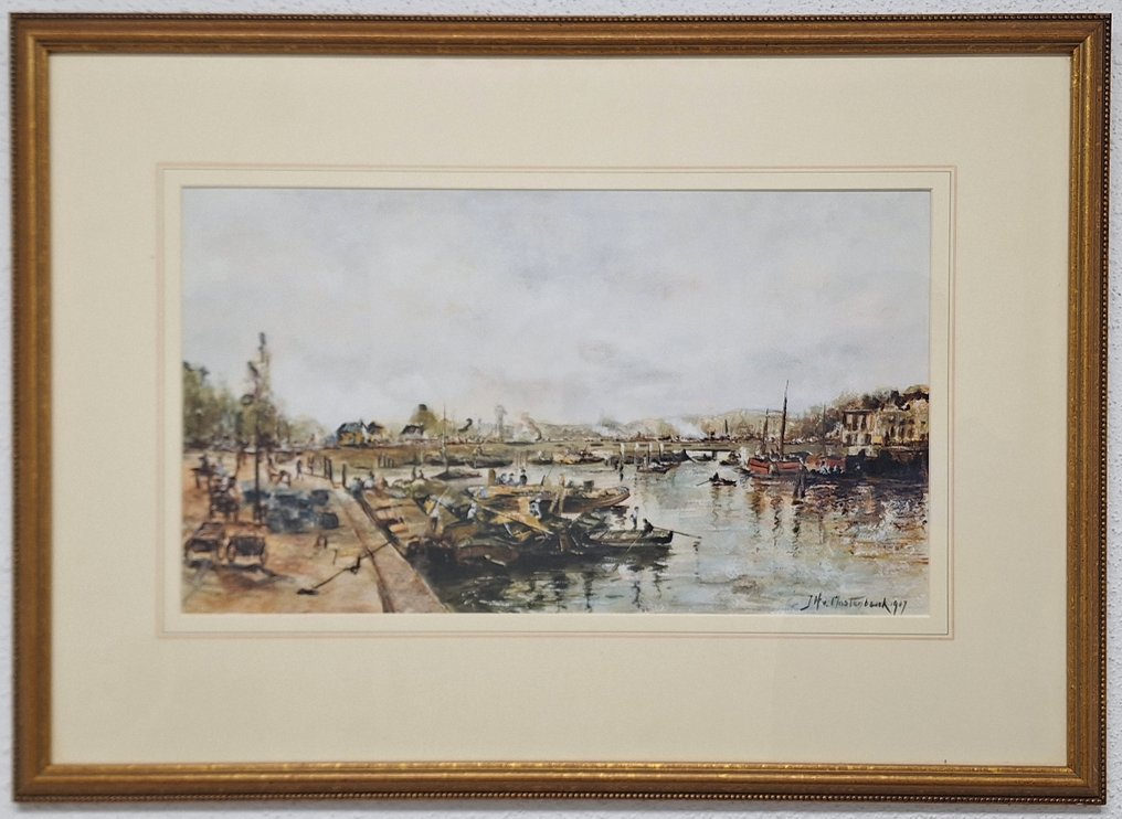 Johan Hendrik van Mastenbroek (1875-1945) - In-/Uitgang Leuvehaven Rotterdam met in de verte de Boogbruggen #2.1