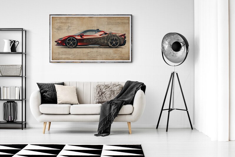 CARCANVAS_IT - Ferrari SF90 red Da Vinci style #2.1
