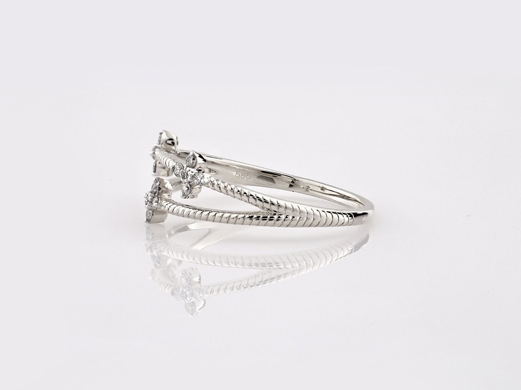 Δαχτυλίδι - 14 καράτια Λευκός χρυσός -  0.11ct. tw. Διαμάντι (Φυσικό)  #1.0