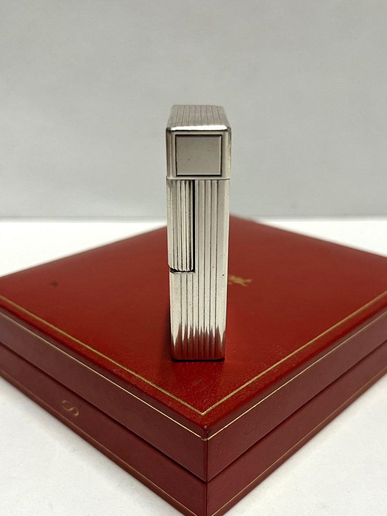 S.T. Dupont - L1 BR large - Silver plated - Vertical lines - Öngyújtó - Ezüsttányér #4.3