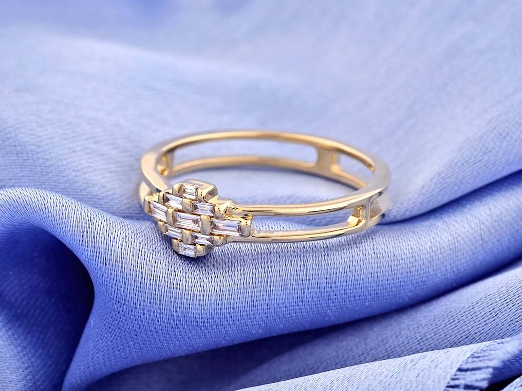 戒指 - 14 克拉 黃金 - 0.14ct. tw. 鉆石 (天然) #4.3