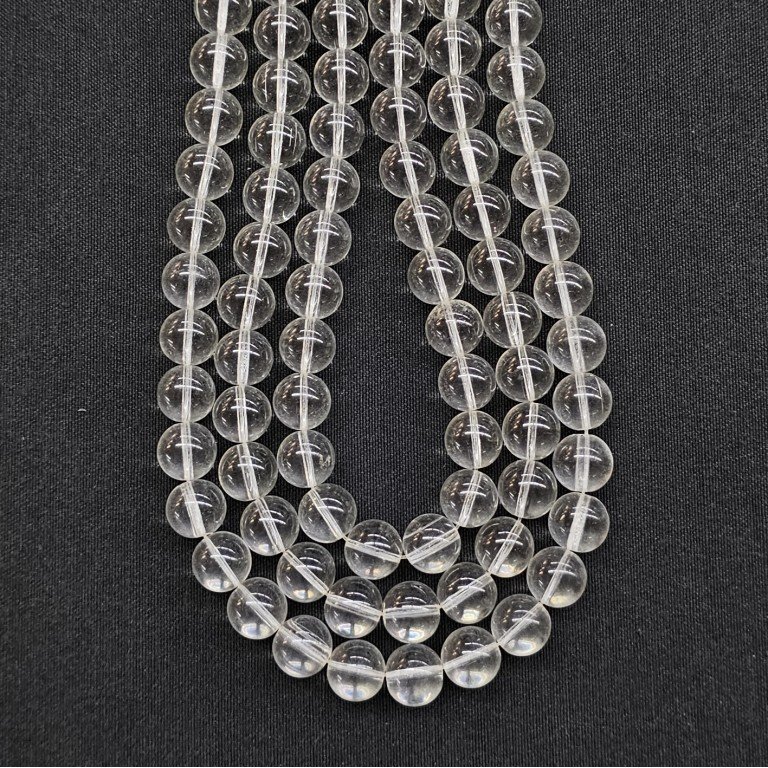 由3条封闭的天然光滑球形透明石英线组成的套装 Ø 9.5/10 毫米，80 厘米- 330 g - (1) #1.0
