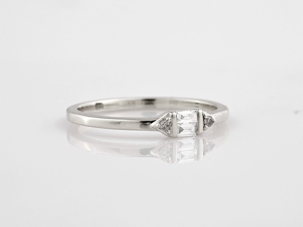 Sormus - 14 kt. Valkokulta - 0.10ct. tw. Timantti (Luonnollinen) #4.3