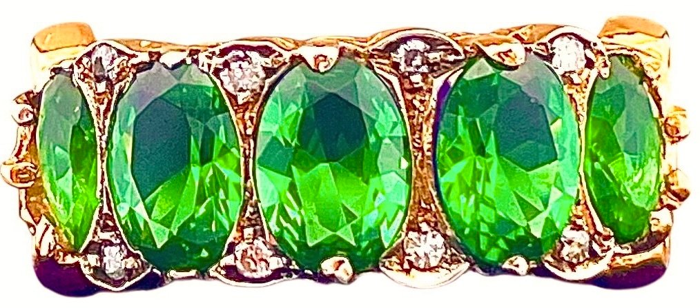 没有保留价 - 戒指 - 9 kt. 黄金, 银 祖母绿 - 钻石 #2.1