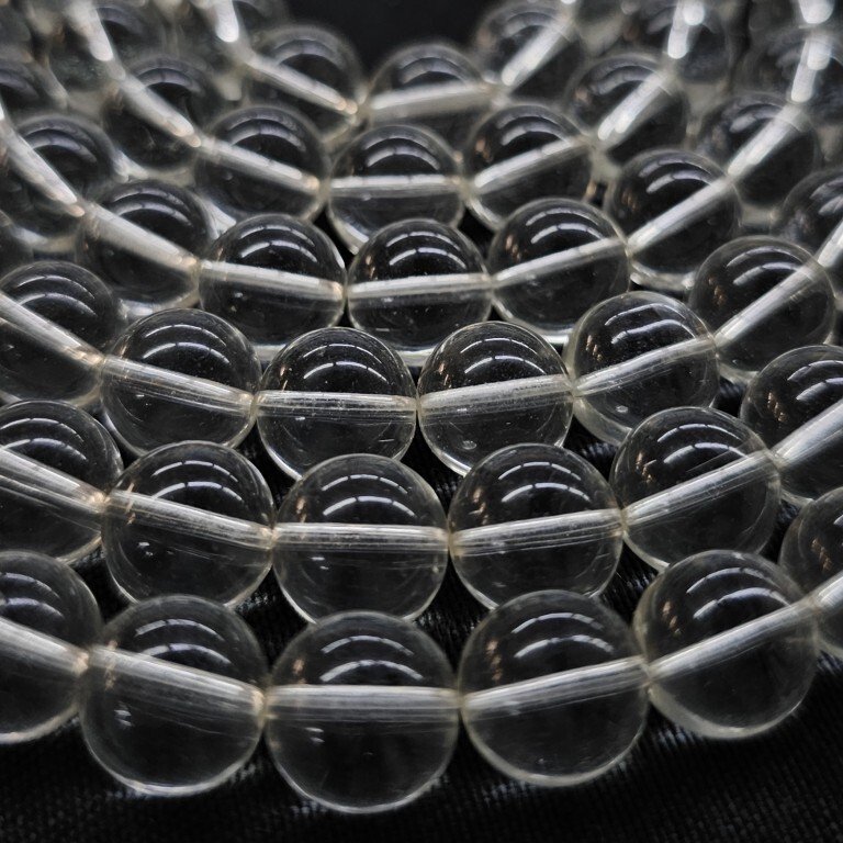 由3条封闭的天然光滑球形透明石英线组成的套装 Ø 9.5/10 毫米，80 厘米- 330 g - (1) #2.1