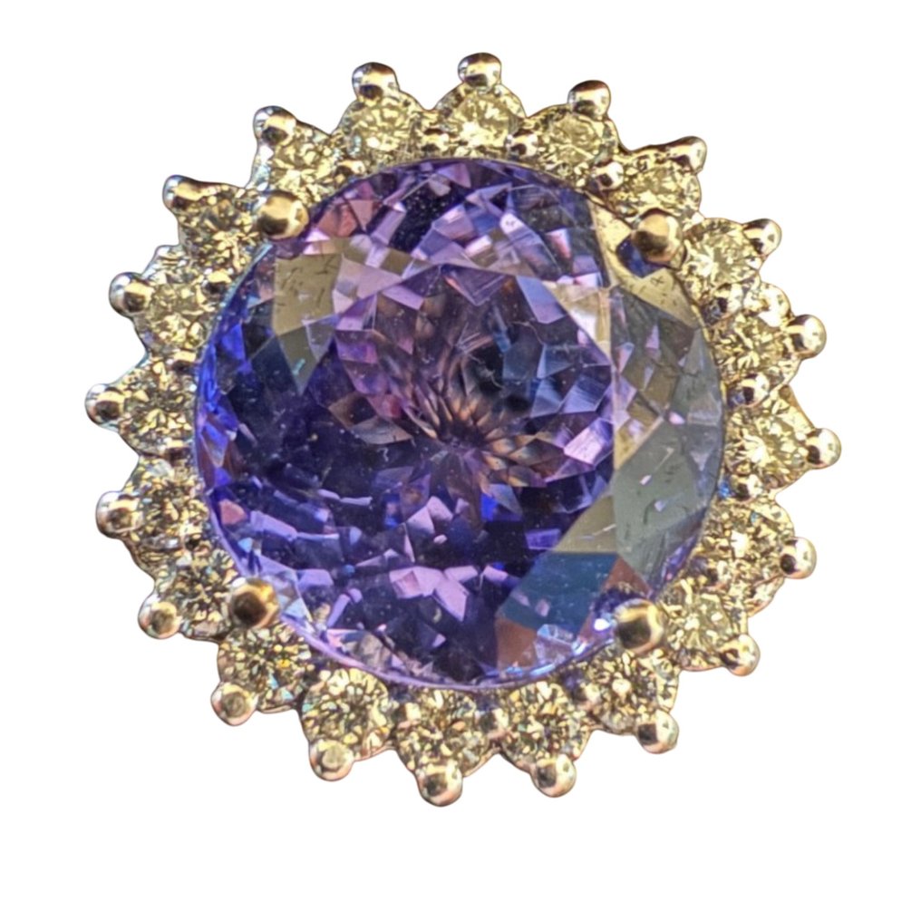 Ring - 18 kt Weißgold -  5.71ct. tw. Tansanit - Diamant #1.0
