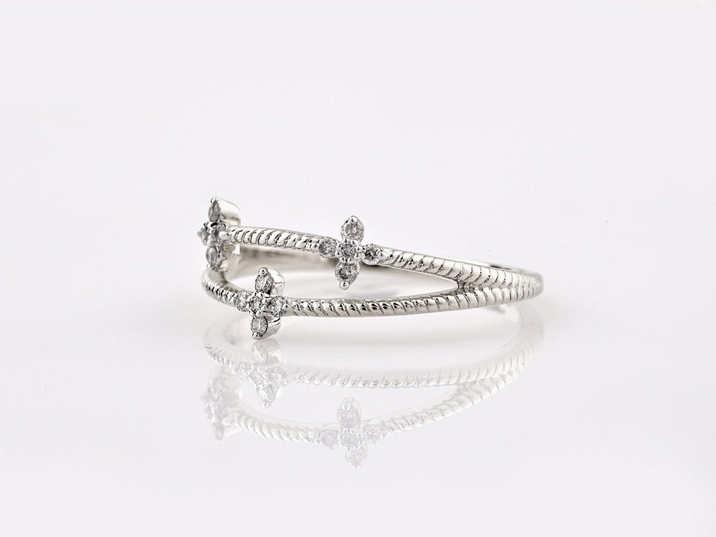 Δαχτυλίδι - 14 καράτια Λευκός χρυσός -  0.11ct. tw. Διαμάντι (Φυσικό)  #3.2
