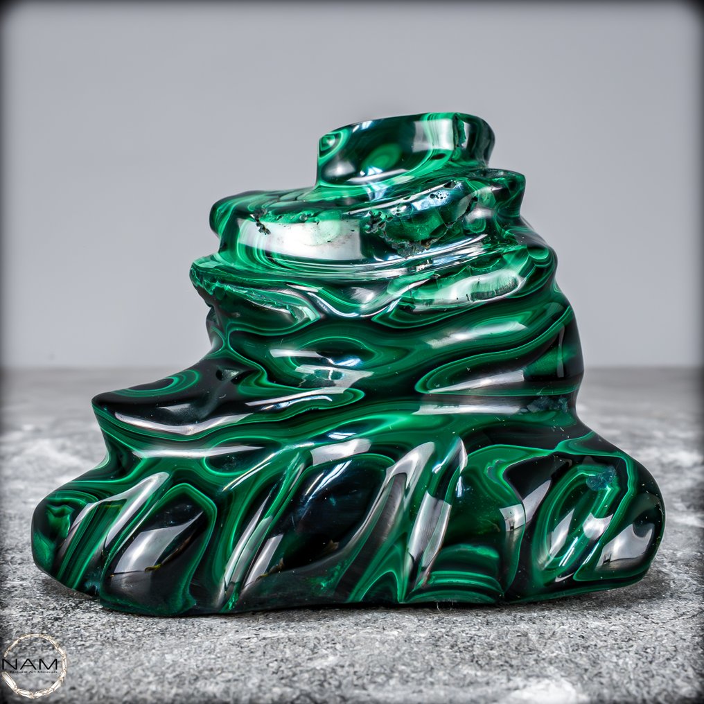 Malachit natural și frumos Flacără, Calitate Superioară- 945.91 g #1.0