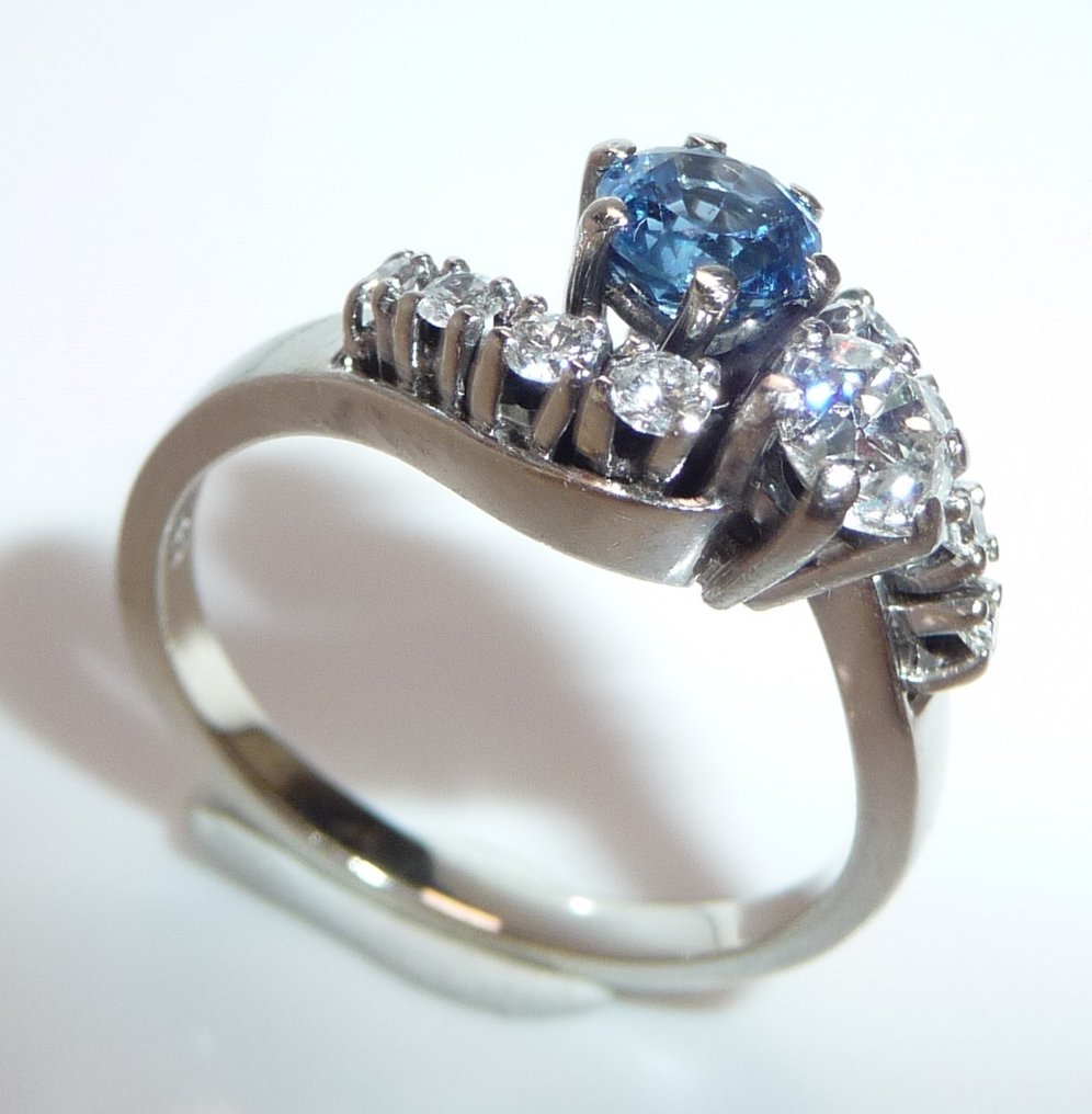 Δαχτυλίδι - 14 καράτια Λευκός χρυσός - 1.14ct. tw. Διαμάντι (Φυσικό) - Ζαφείρι - Κεντρικός διαμάντης 0,40 καράτια. #4.3