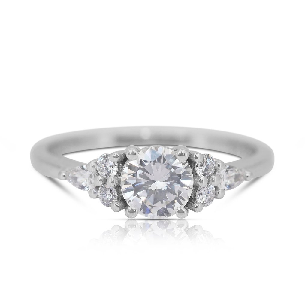 戒指 - 18 克拉 白金 - 0.91ct. tw. 鉆石 (天然) - 鉆石 #1.0