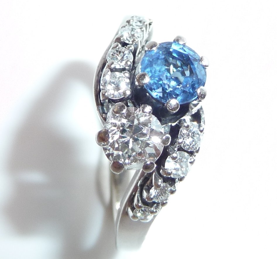 Δαχτυλίδι - 14 καράτια Λευκός χρυσός - 1.14ct. tw. Διαμάντι (Φυσικό) - Ζαφείρι - Κεντρικός διαμάντης 0,40 καράτια. #3.2