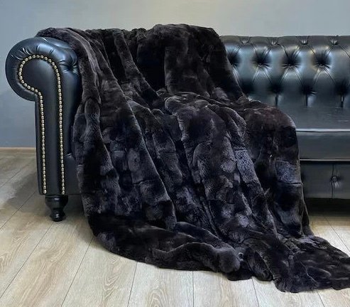 毯子  - 220 cm - 110 cm - 棕色毛皮 Rex 金丝猴 #4.3