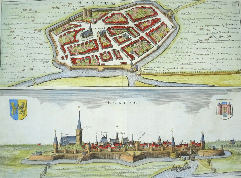 Ολλανδία - Hattem, Elburg, Gelderland, IJsselmeer; N. Van Geelkercken / A. van Slichtenhorst - Hattum - Elburg - 1651-1660 #1.0