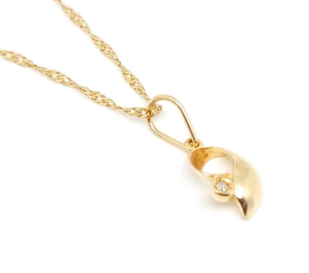 吊墜頸鏈 - 18 克拉 黃金 鉆石 (天然) #2.1