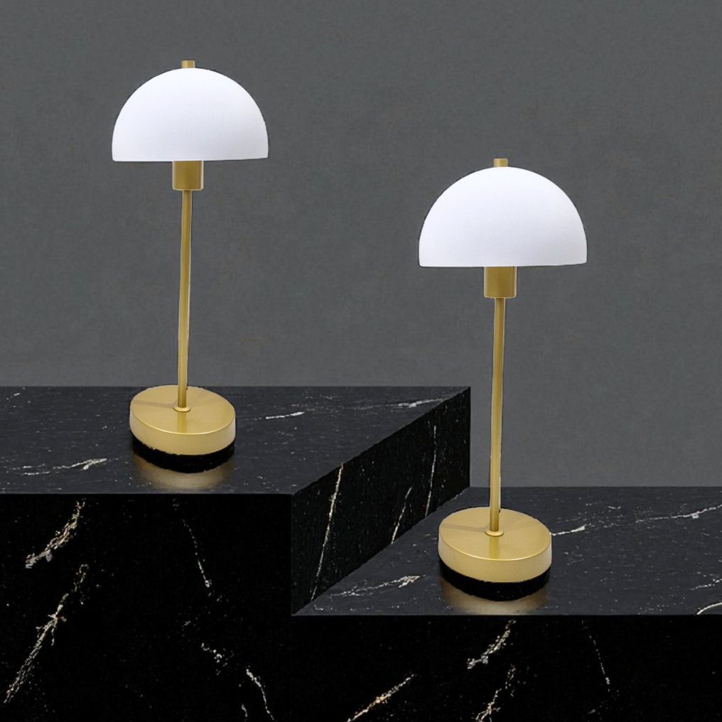 Herstal - 檯燈 (2) - Vienda - 蛋白石 / 黄铜 - 玻璃, 鋼 - 两件物品 - 不涉及RP #2.1