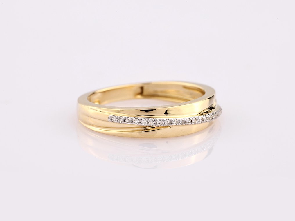 Bague - 14 carats Or jaune - 0.07ct. tw. Diamant (Naturelle) #3.2