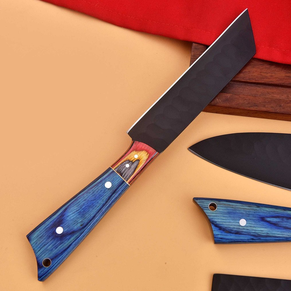 Μαχαίρι κουζίνας - Ξύλο Pakka, χειροποίητο διπλωμένο ατσάλι με επίστρωση σε σκόνη. - Ιαπωνία #3.2