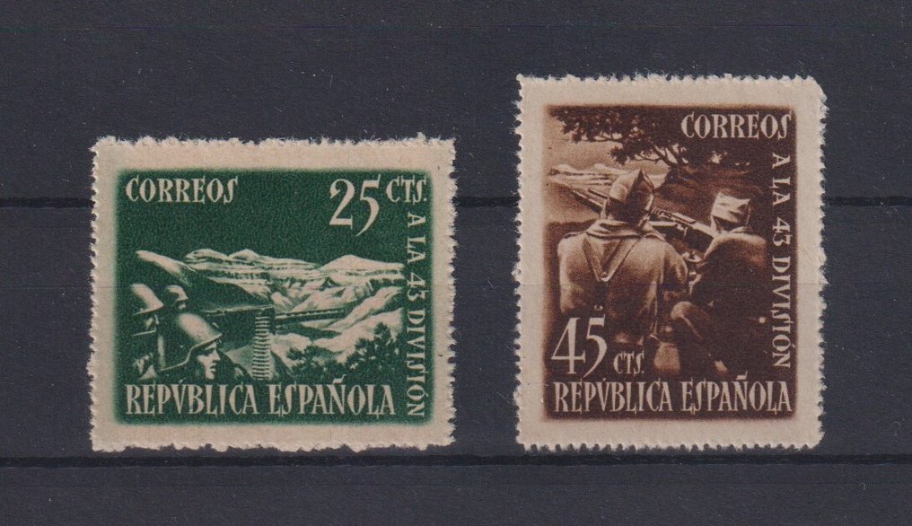 Spain 1938 - Rare 43 division - color errors - Edifil nº 787cc/88cc #2.1