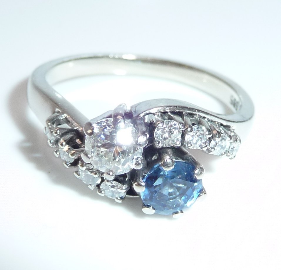 Δαχτυλίδι - 14 καράτια Λευκός χρυσός - 1.14ct. tw. Διαμάντι (Φυσικό) - Ζαφείρι - Κεντρικός διαμάντης 0,40 καράτια. #1.0