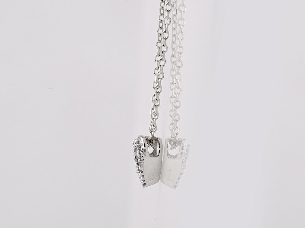 没有保留价 - 吊坠项链 - 14K包金 白金 -  0.03ct. tw. 钻石 (天然)  #2.1