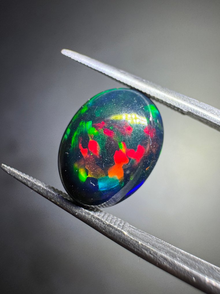 Ζευγάρι μαύρων Opales από την Αιθιοπία. 5,06 καράτια. Χωρίς τιμή εκκίνησης. Ωοειδή καμπόχον- 1,01 g #2.1