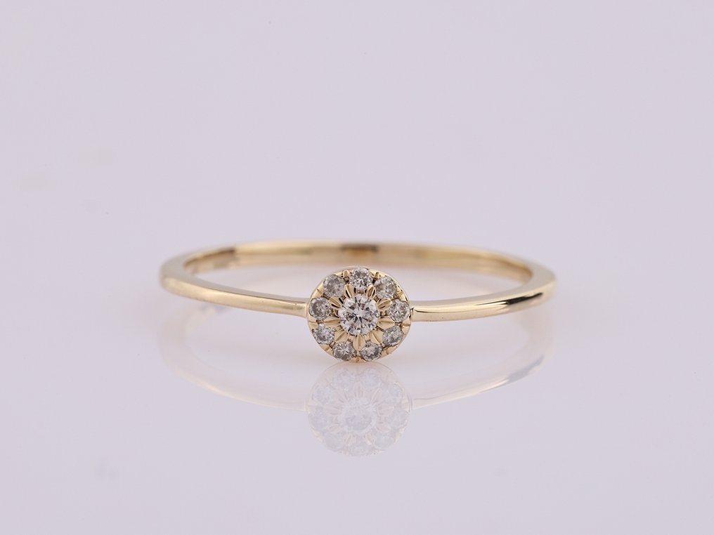 没有保留价 - 戒指 - 14K包金 黄金 -  0.09ct. tw. 钻石 (天然)  #1.0