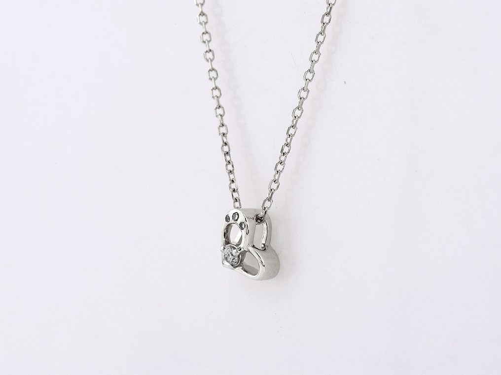 沒有保留價 - 吊墜頸鏈 - 14 克拉 白金 -  0.03ct. tw. 鉆石 (天然)  #1.0