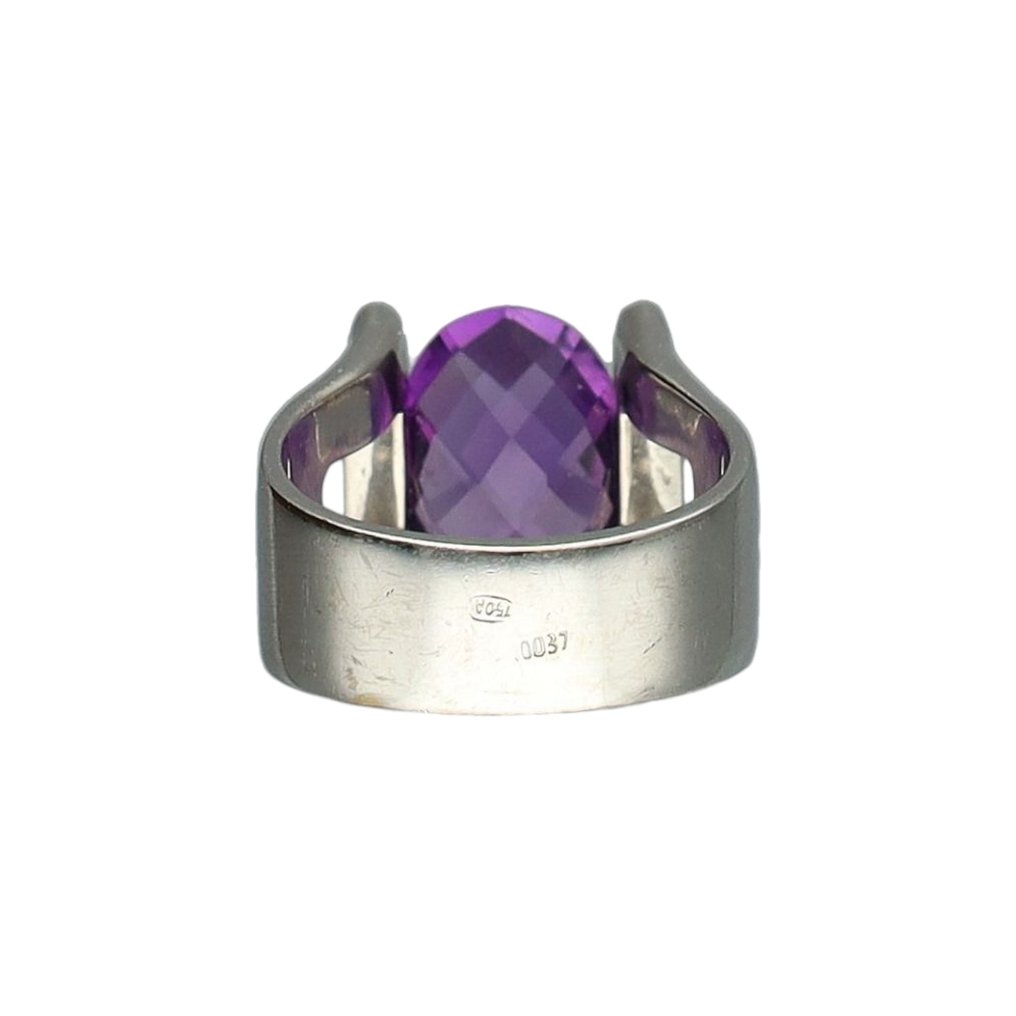 Inel - 18 ct. Aur alb Ametist - Diamant #3.2