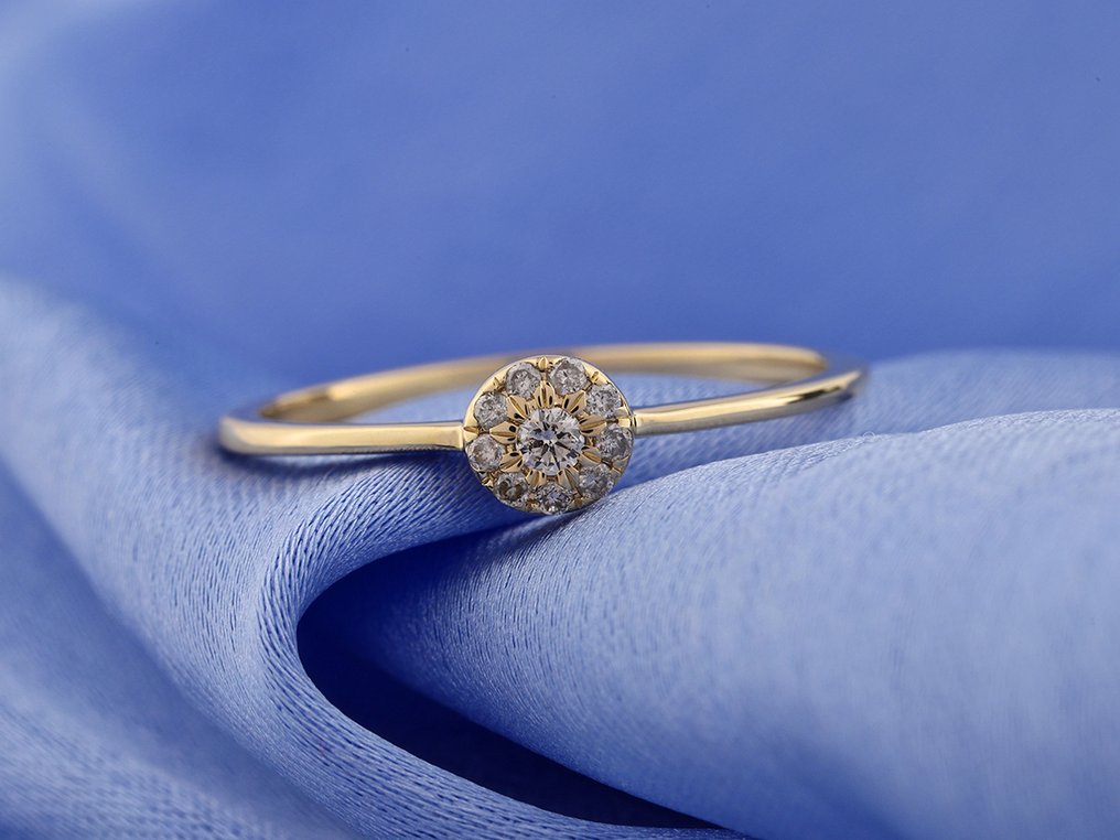 没有保留价 - 戒指 - 14K包金 黄金 -  0.09ct. tw. 钻石 (天然)  #4.3