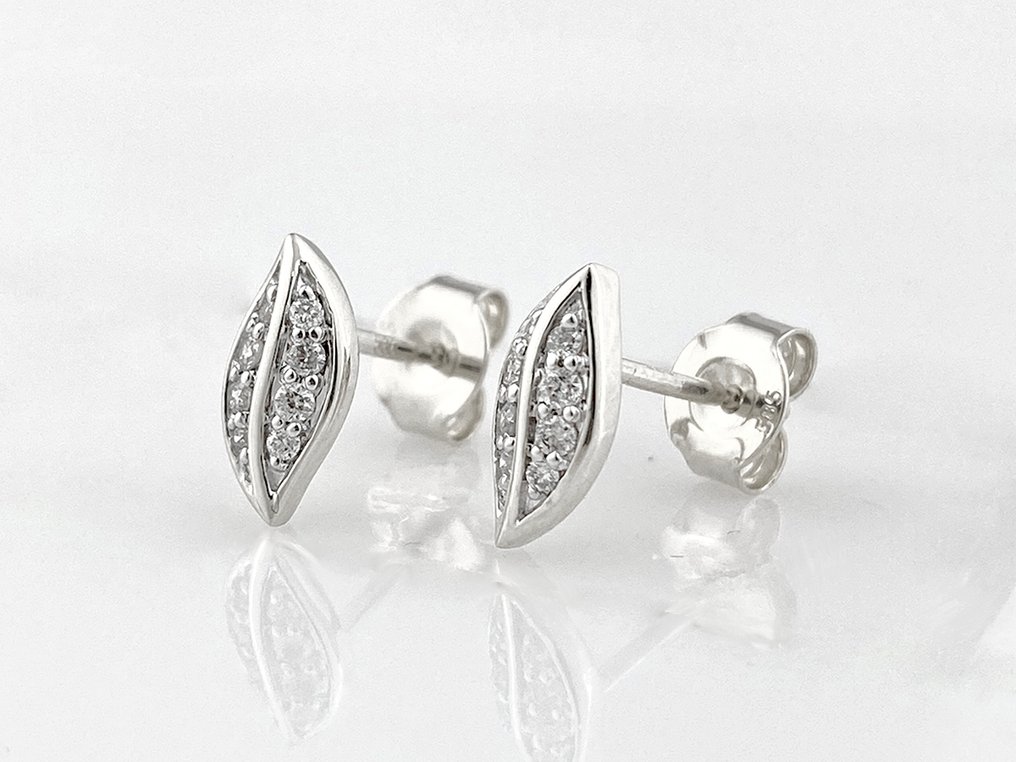 χωρίς τιμή ασφαλείας - Σκουλαρίκια - 14 καράτια Λευκός χρυσός -  0.13ct. tw. Διαμάντι (Φυσικό)  #1.0