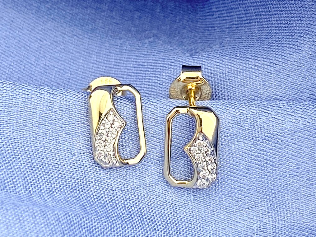 χωρίς τιμή ασφαλείας - Σκουλαρίκια - 14 καράτια Κίτρινο χρυσό -  0.09ct. tw. Διαμάντι (Φυσικό)  #3.2