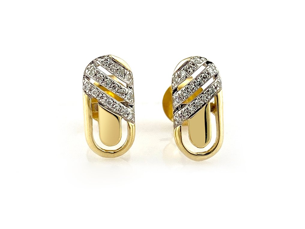 Sans prix de réserve - Boucles d'oreilles - 14 carats Or jaune - 0.07ct. tw. Diamant (Naturelle) #1.0