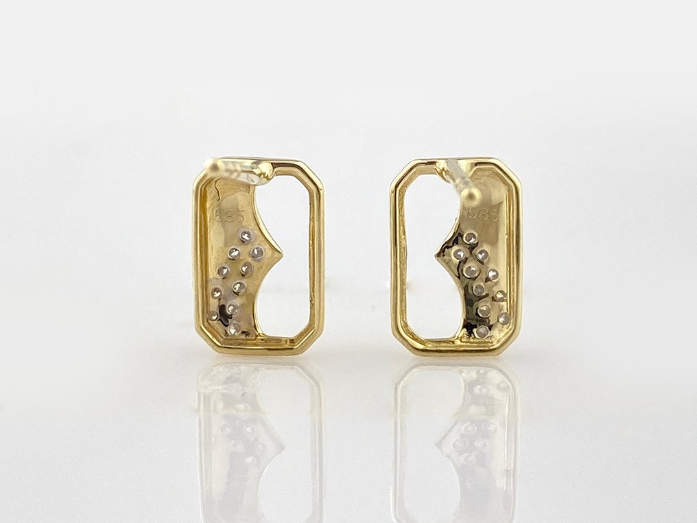 χωρίς τιμή ασφαλείας - Σκουλαρίκια - 14 καράτια Κίτρινο χρυσό -  0.09ct. tw. Διαμάντι (Φυσικό)  #2.1