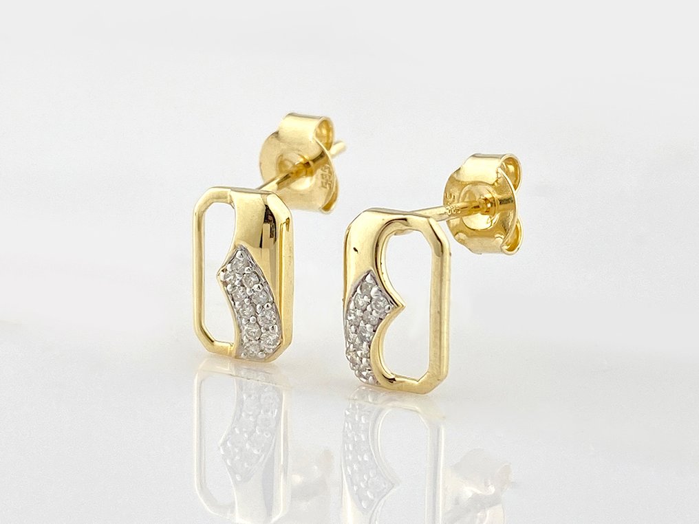 χωρίς τιμή ασφαλείας - Σκουλαρίκια - 14 καράτια Κίτρινο χρυσό -  0.09ct. tw. Διαμάντι (Φυσικό)  #1.0