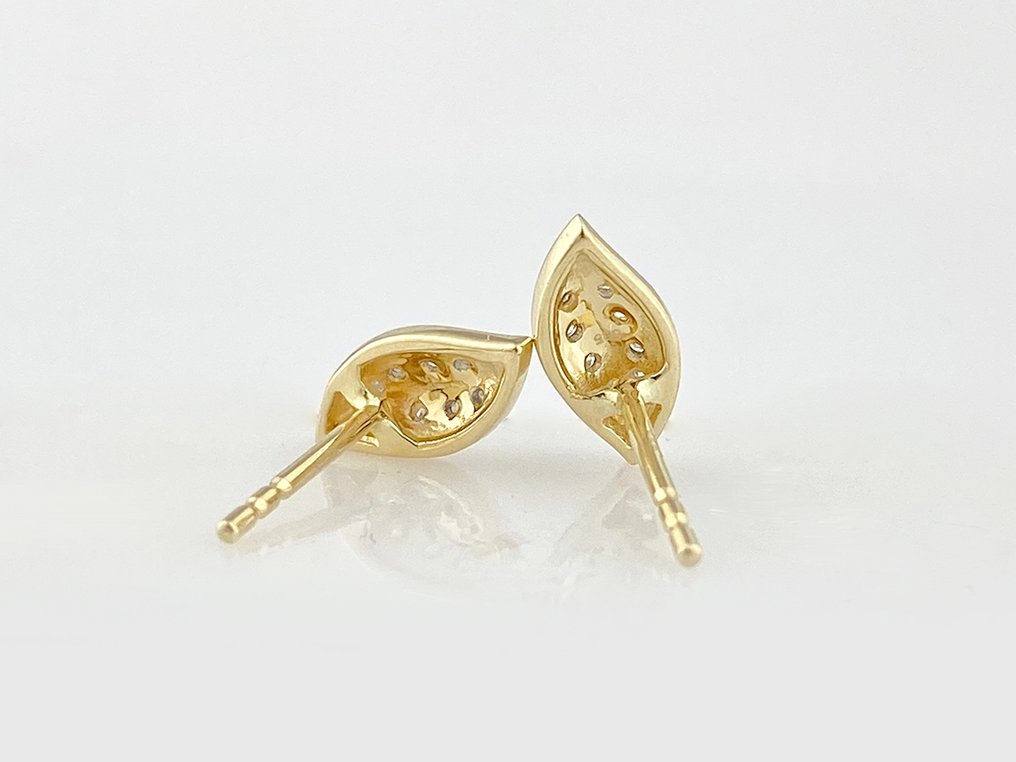 Sans prix de réserve - Boucles d'oreilles - 14 carats Or jaune - 0.13ct. tw. Diamant (Naturelle) #3.2