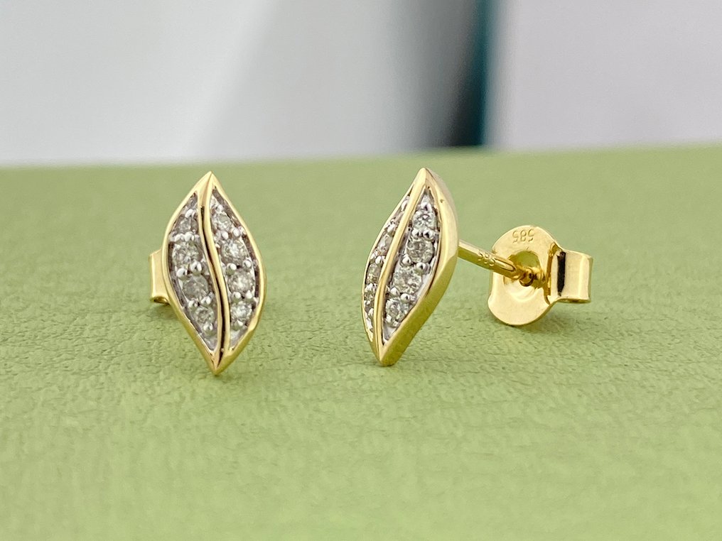 Sans prix de réserve - Boucles d'oreilles - 14 carats Or jaune - 0.13ct. tw. Diamant (Naturelle) #1.0