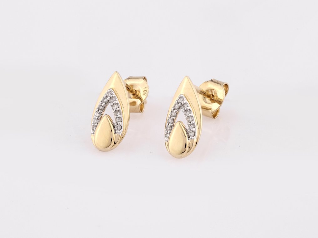 χωρίς τιμή ασφαλείας - Σκουλαρίκια - 14 καράτια Κίτρινο χρυσό - 0.10ct. tw. Διαμάντι (Φυσικό) #4.3