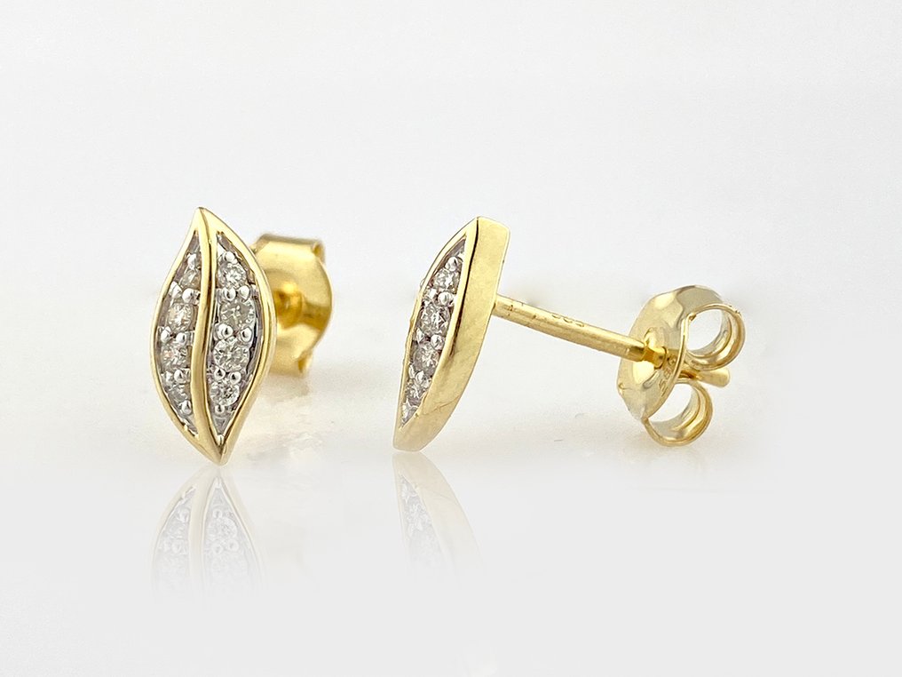 Sans prix de réserve - Boucles d'oreilles - 14 carats Or jaune - 0.13ct. tw. Diamant (Naturelle) #1.0