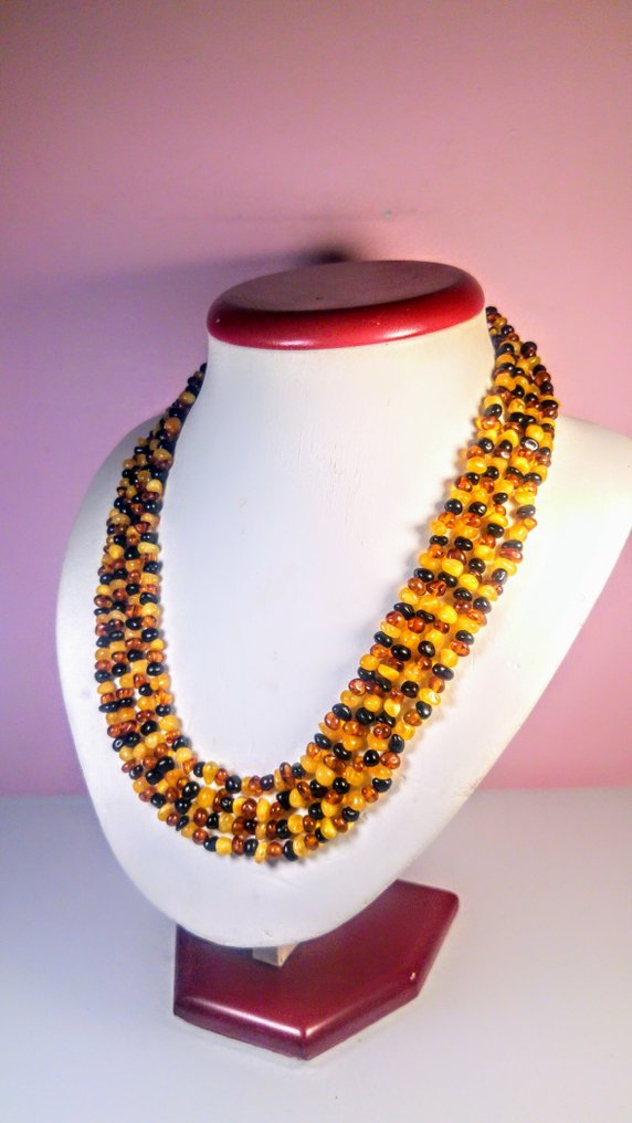 Hosszú balti borostyán nyaklánc. - Borostyánkő - Unique design - 200 cm - 0.5 cm (Nincs minimálár) #1.0