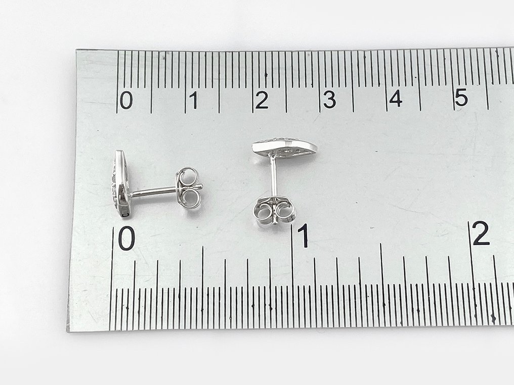 χωρίς τιμή ασφαλείας - Σκουλαρίκια - 14 καράτια Λευκός χρυσός -  0.13ct. tw. Διαμάντι (Φυσικό)  #3.2