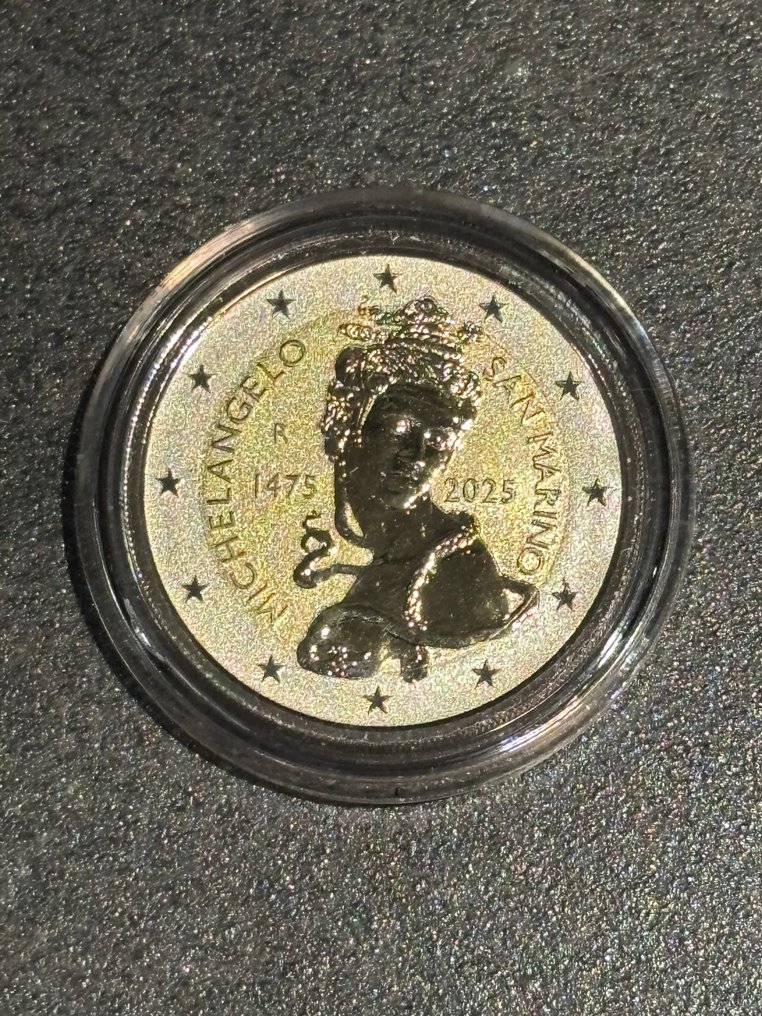圣玛利诺. 2 Euro 2025 "Michelangelo" Reverse Proof  (没有保留价) #1.0
