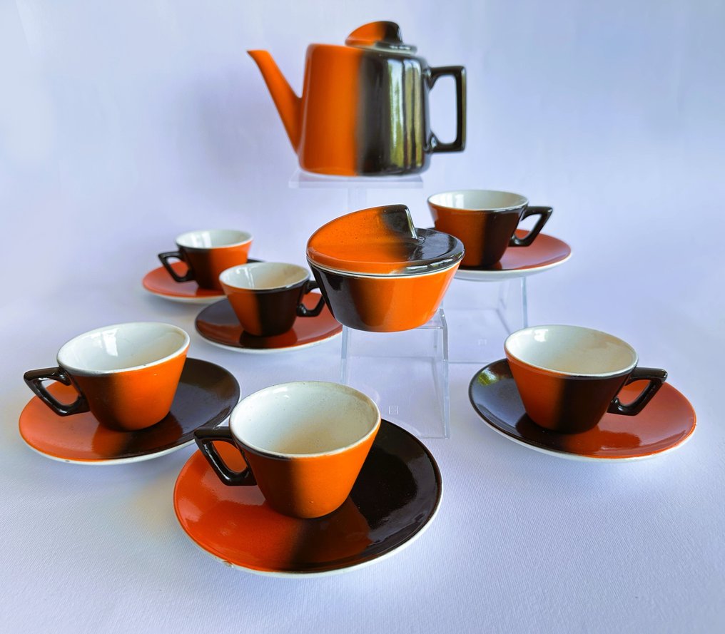 Granit - Coffee set (14) - Eva Striker Zeisel Art Deco Porcelain Faience Coffee Set by Budapest Gránit - Ceramic #1.0